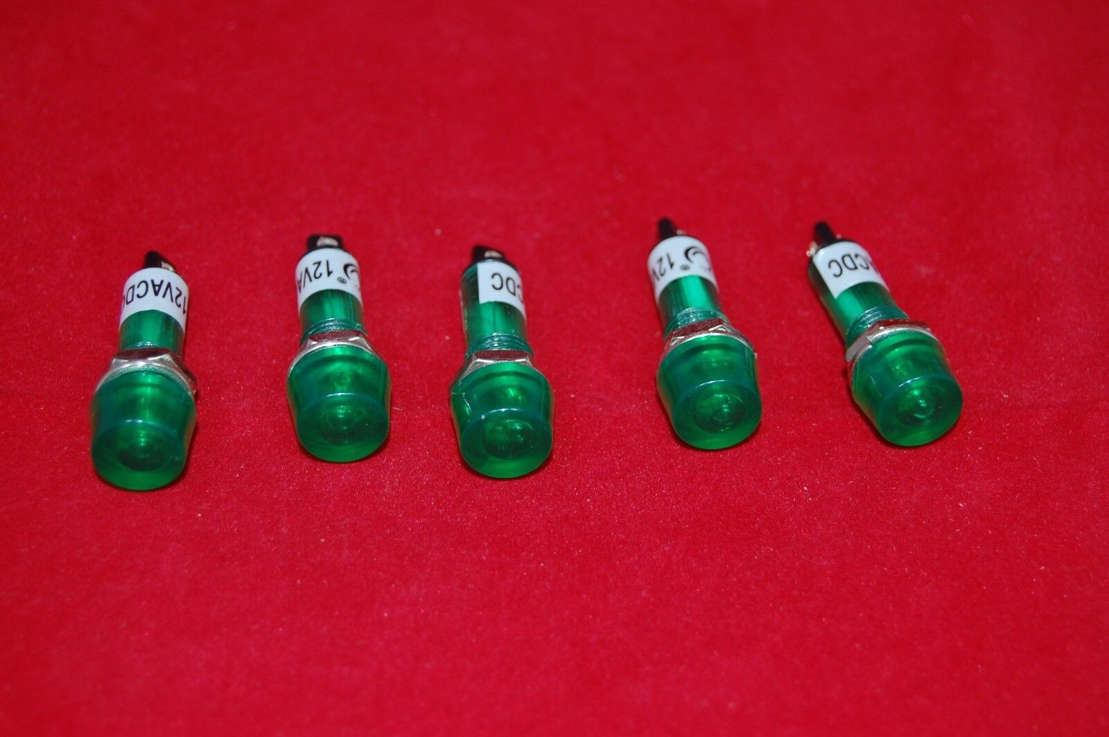 5Pcs 12VAC/DC 10mm Green Panel Mounting plug in Incandescent Pilot Lights  ADP10
