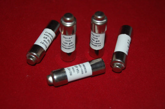  5Pcs ATQR 500V 12A 10 x 38mm Cylindrical Fuse Links gG RO15T Time delay