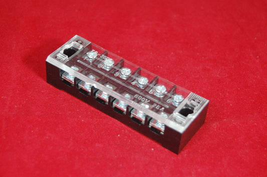 5pcs 6 Position 25A Barrier Dual Row Terminal Block/Strip w/Cover screw hole