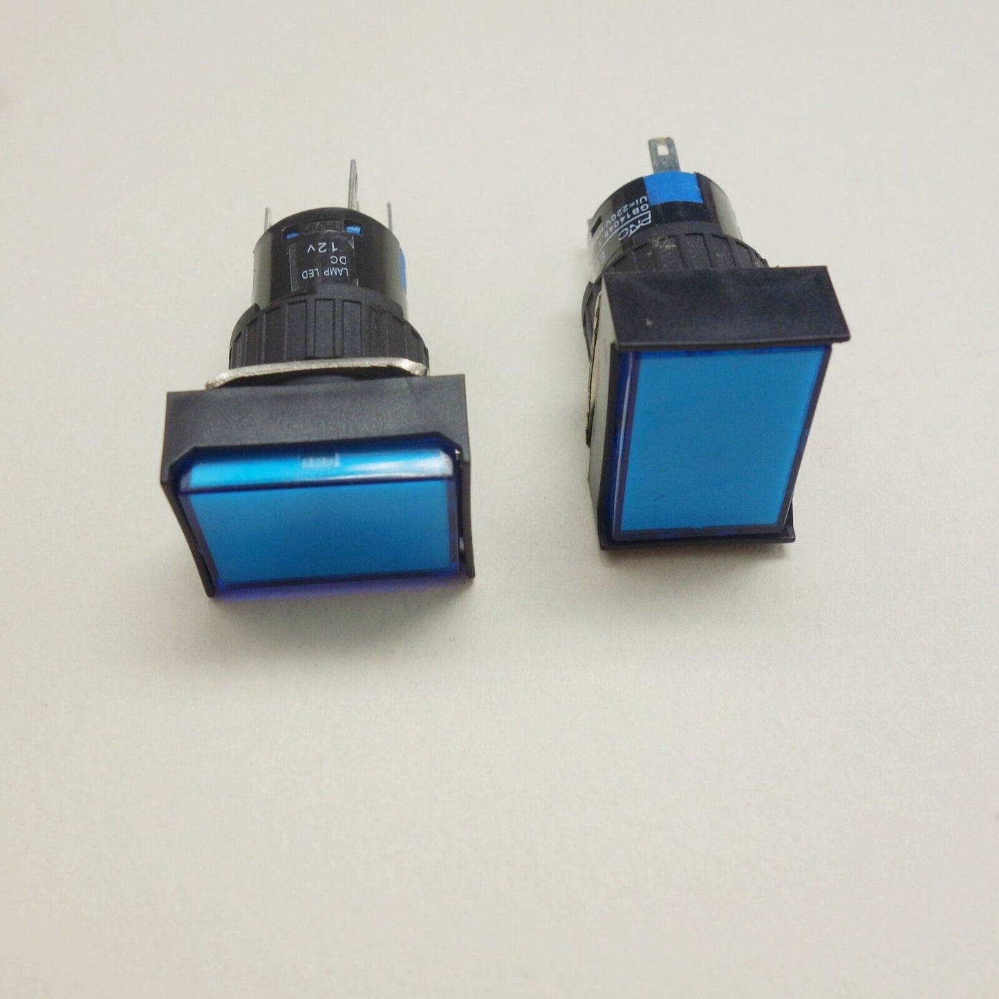 2PCS 16MM Retangular Blue LED ILLUMINATED Latching PUSH BUTTON 2NO/2NC 2POLES