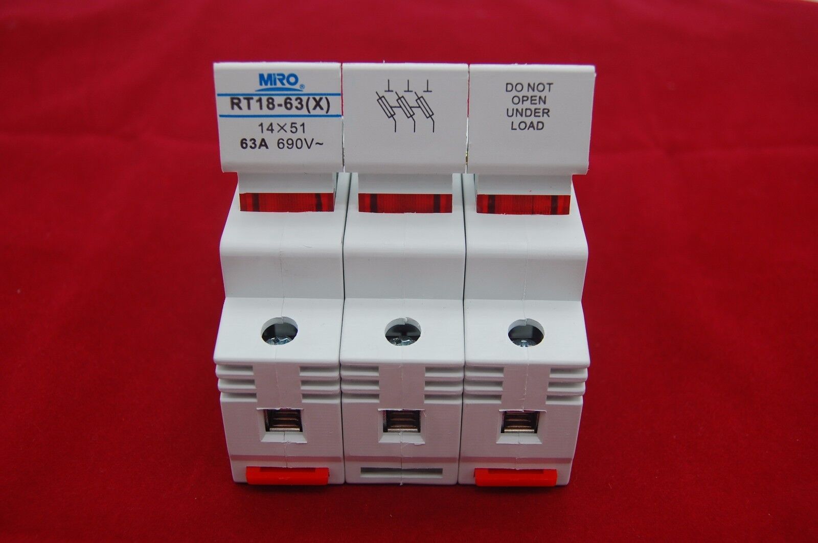1PC 3 Pole Din Rail Mounting RT18-63 Fuse Holder for 14x51MM Fuse link