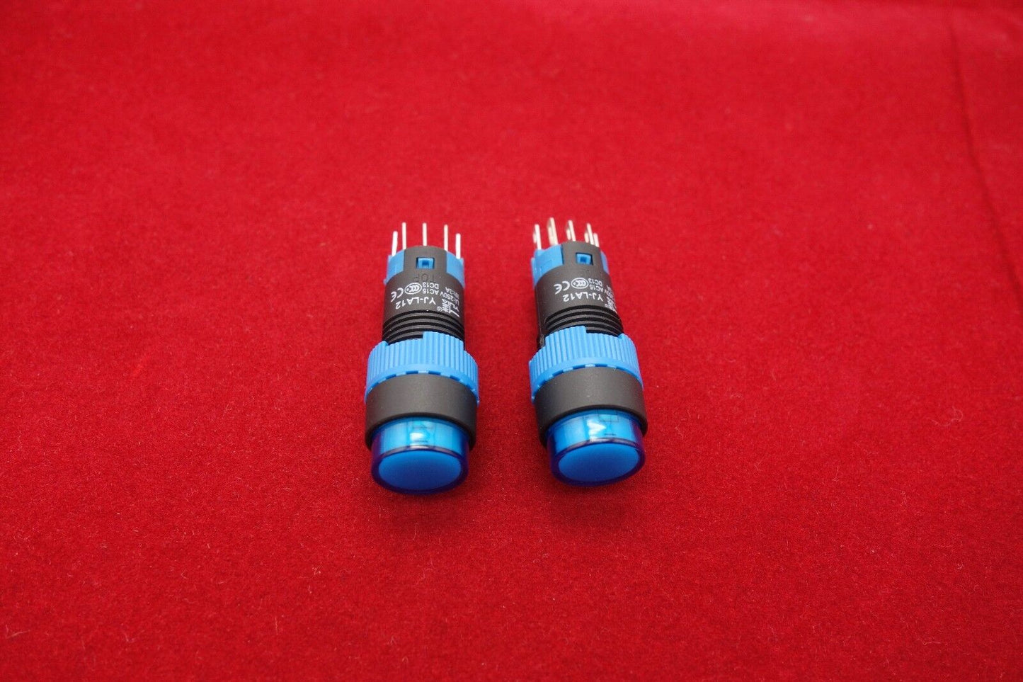 2PCS Cutout 12MM 6V Blue LED ILLUMINATED Round Latching PUSH BUTTON 5 PINS