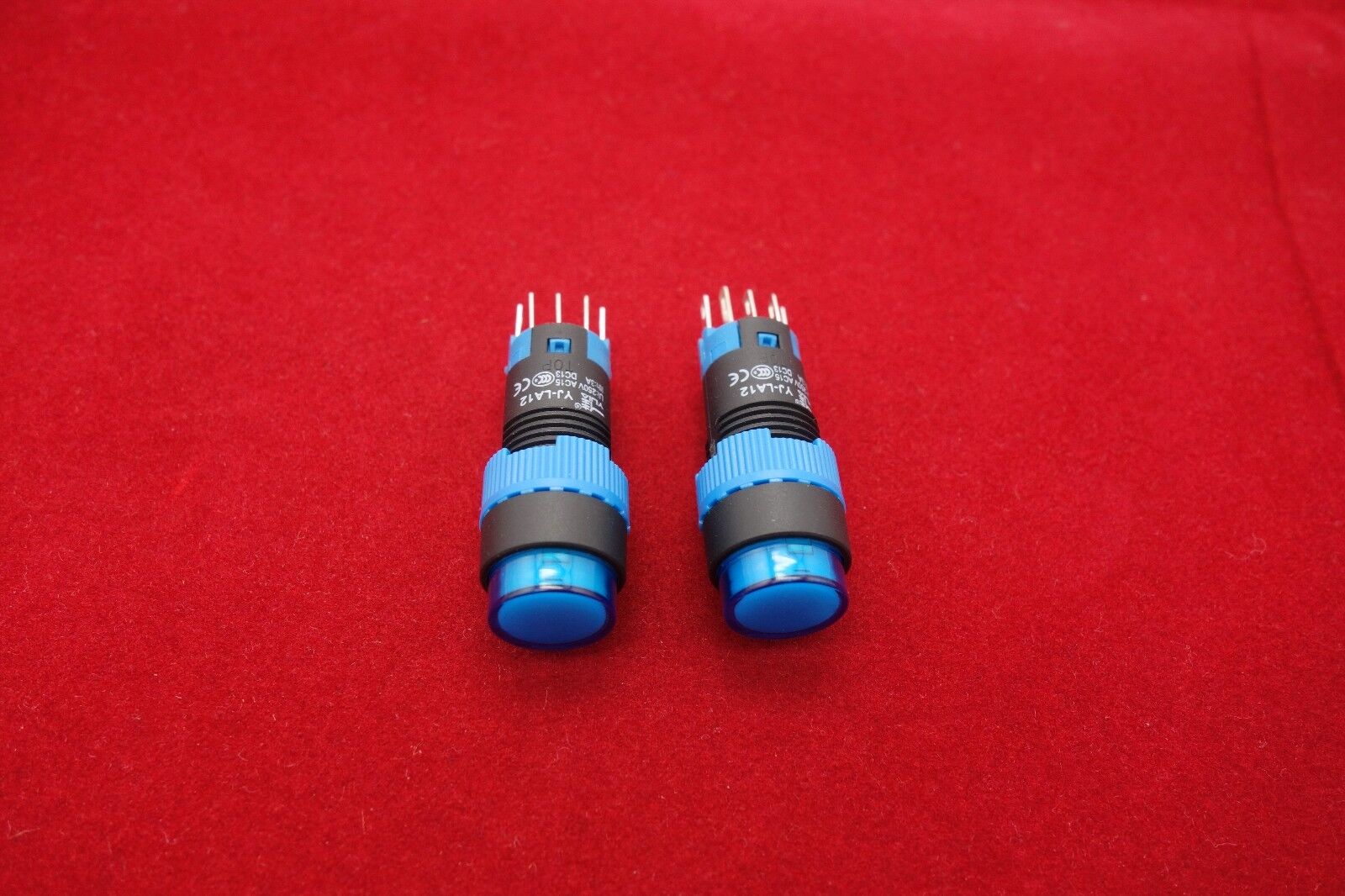 2PCS Cutout 12MM 6V Blue LED ILLUMINATED Round Latching PUSH BUTTON 5 PINS