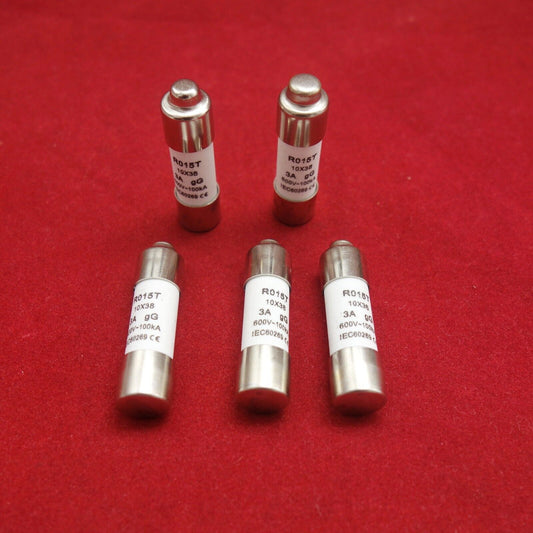 5Pcs ATQR RO15T 600V 3A 10 x 38mm Ceramic Cylindrical Fuse Links gG Time delay