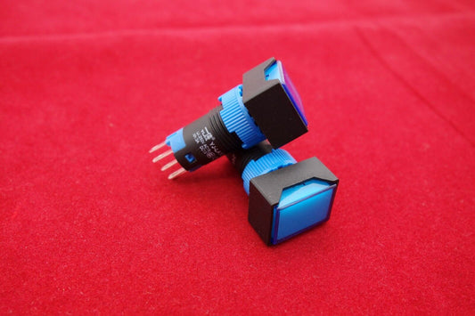 2PCS Cutout 12MM 48V Blue LED ILLUMINATED Rectangular Latching PUSH BUTTON