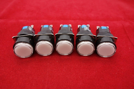 5PCS 16MM White ROUND Momentary PUSH BUTTON SWITCH 3 PINS 250V 3A
