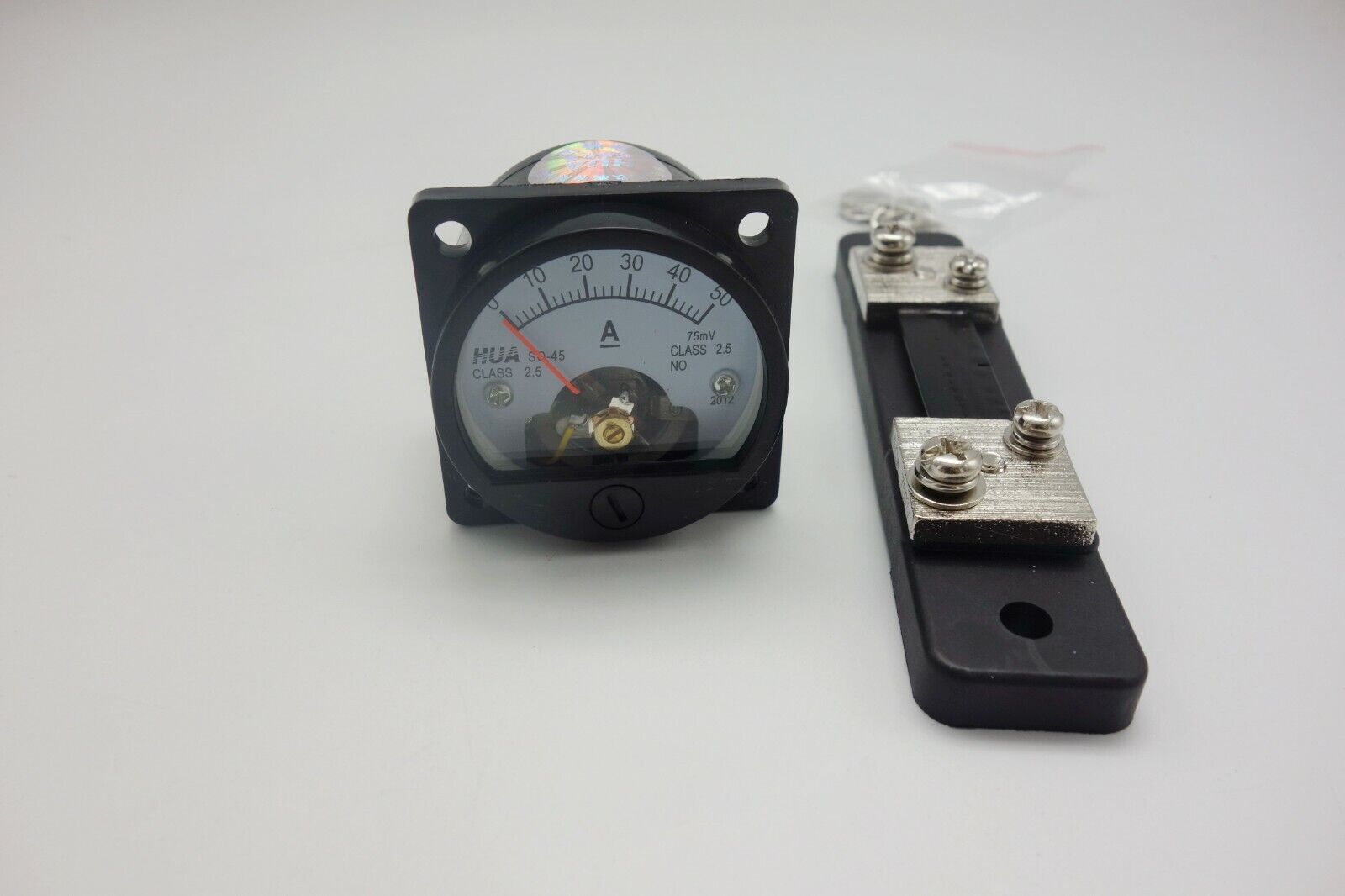 1PC DC 0-50A Analog Ammeter Panel AMP Current Meter SO45 Cutout 45mm with Shunt