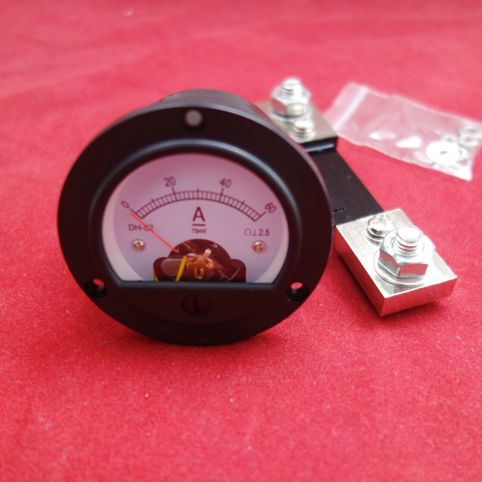 DC 0-60A Round Analog Ammeter Panel Current Meter Dia. 66.4mm DH52 with shunt