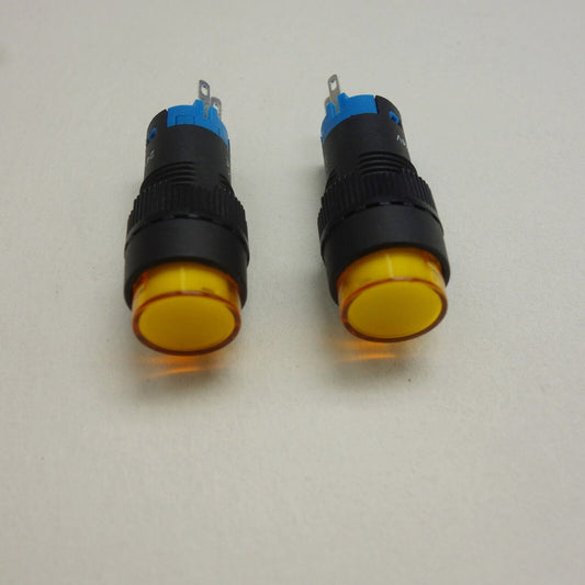 2PCS 12MM Yellow LED ILLUMINATED ROUND Latching PUSH BUTTON 2NO/2NC 2POLES
