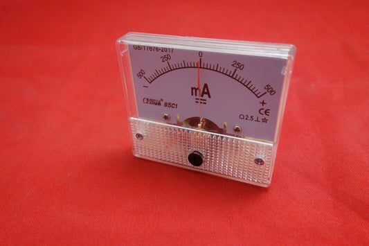 DC Minus Zero Plus -500mA -0 +500mA Analog 85C1 Analogue Ammeter AMP Panel meter
