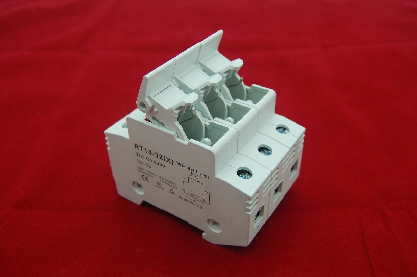 1PC 3 Pole Din Rail Mounting RT18-32 Fuse Holder for 10x38MM Fuse link