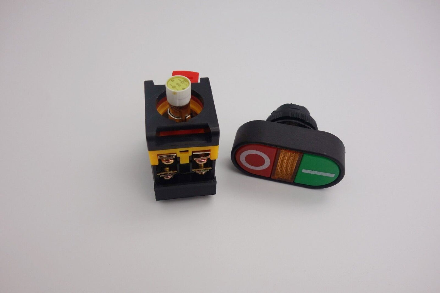 22MM Double head PUSH BUTTON SWITCH with 120V AC LED Light Momentary ON/OFF