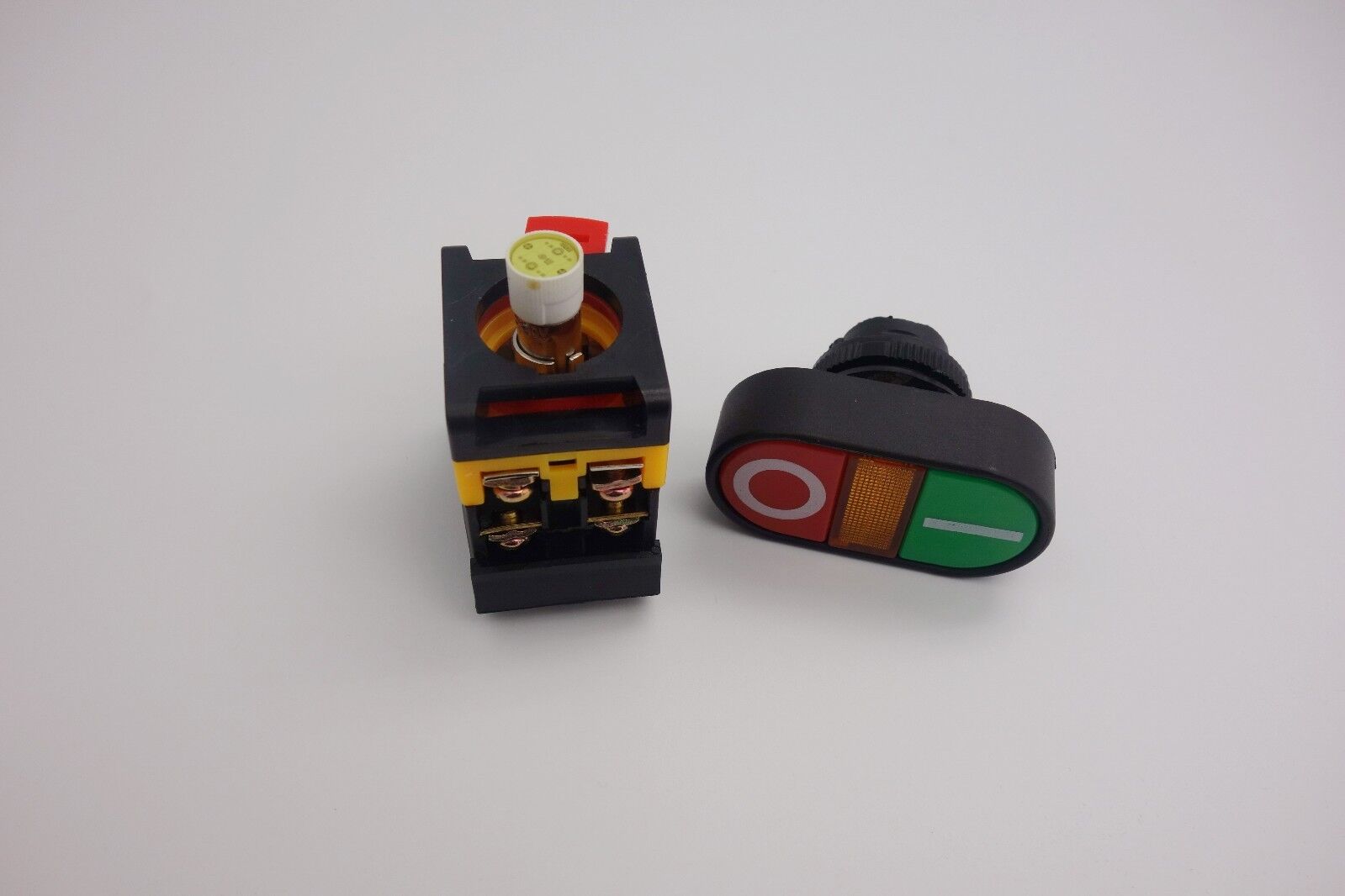 22MM Double head PUSH BUTTON SWITCH with 120V AC LED Light Momentary ON/OFF