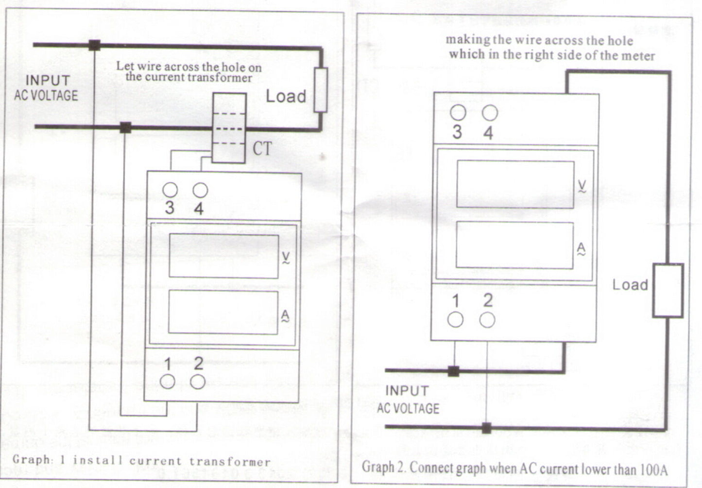 Din rail LED voltmeter ammeter voltage current meter AC 80-300V,0.1-99.9A