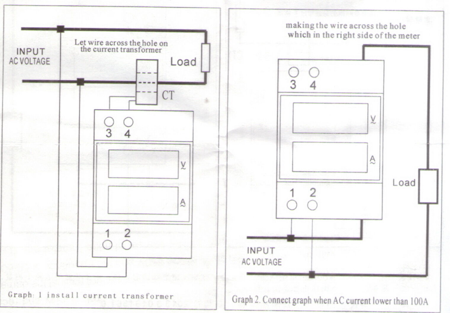 Din rail LED voltmeter ammeter voltage current meter AC 80-300V,0.1-99.9A