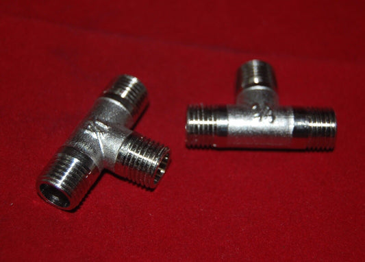 2PCS Brass 3 WAY EQUAL TEE MALE THREAD PT 1/4" PIPE CONNECTOR High Quality