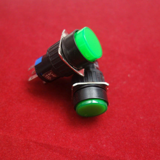2PCS 16MM Green LED ILLUMINATED ROUND Latching PUSH BUTTON 2NO/2NC 2POLES LA39