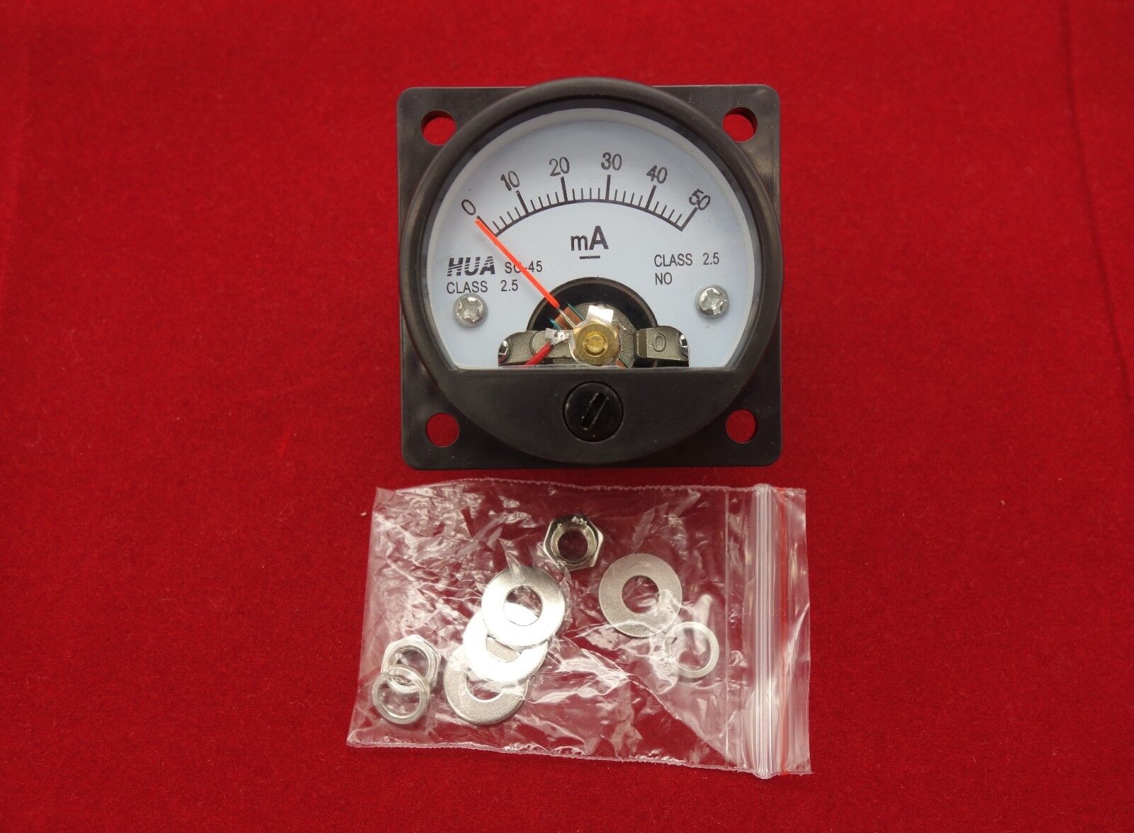 1PC DC 0-50MA Analog Ammeter Panel AMP Current Meter SO45 Cutout 45mm