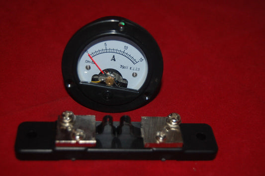 DC 0-15A Round Analog Ammeter Panel AMP Current Meter Dia. 66.4mm with Shunt