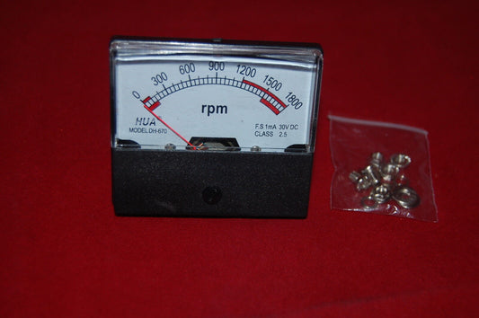 1PC 0-1800 Rpm Panel meter Size 60*70mm 30V DC Class 2.5 F.S 1mA