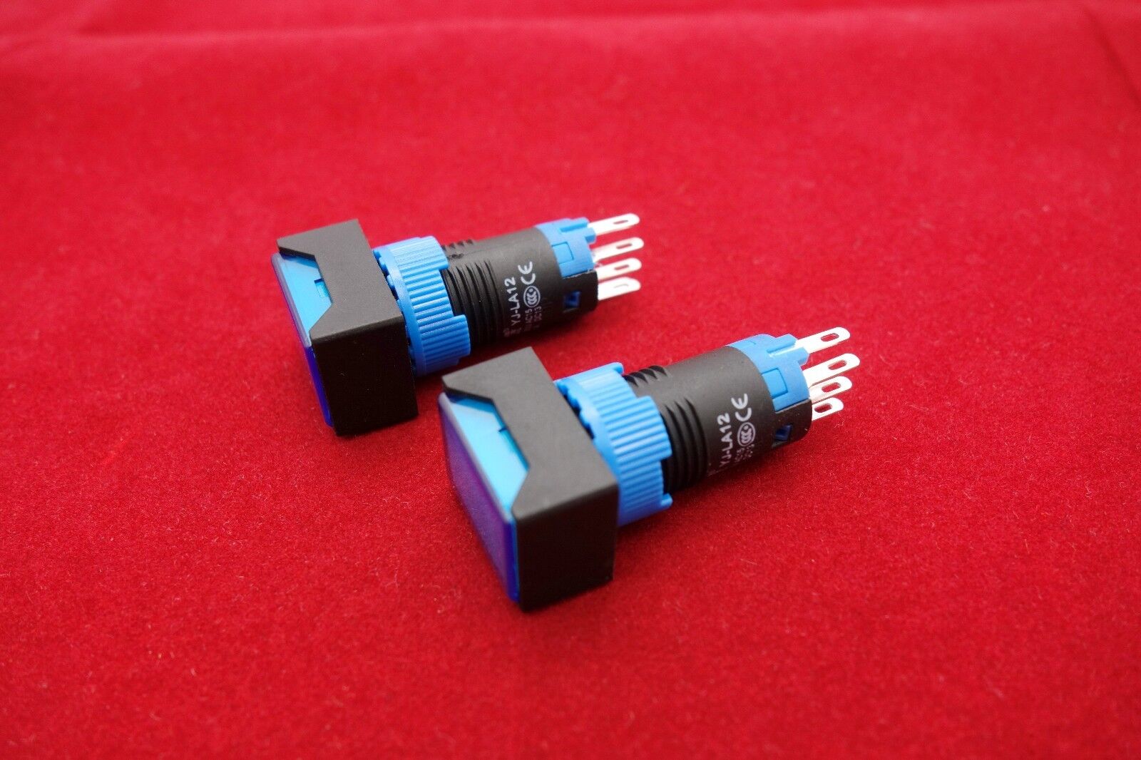 2PCS Cutout 12MM 6V Blue LED ILLUMINATED Rectangular Momentary PUSH BUTTON 