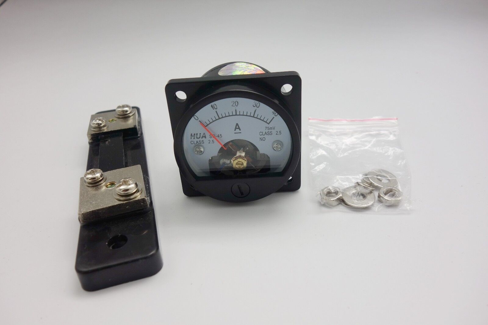 1PC DC 0-30A Analog Ammeter Panel AMP Current Meter SO45 Cutout 45mm with Shunt