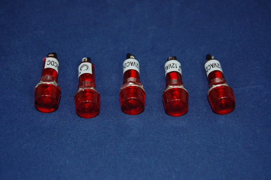 5Pcs 12V AC/DC 10mm RED Panel Mounting plug in Incandescent Pilot Lights  ADP10