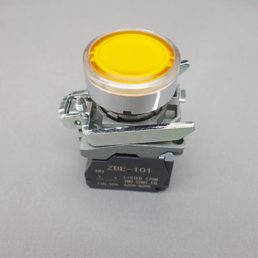 1PC Fits XB4BW35G5 LED Illuminated pushbutton Switch flush push 110/120V Yellow
