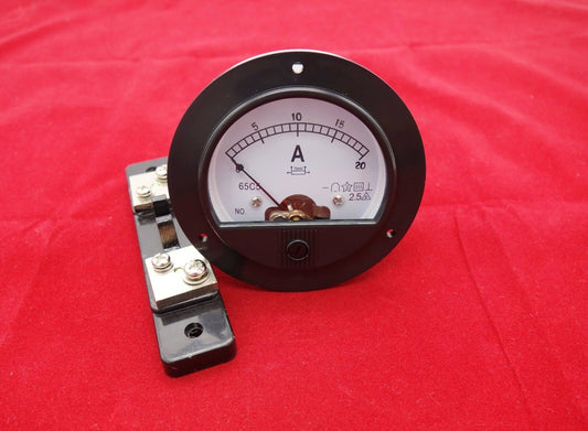 DC 0-20A Round Analog Ammeter Panel AMP Current Meter Dia. 90mm with shunt