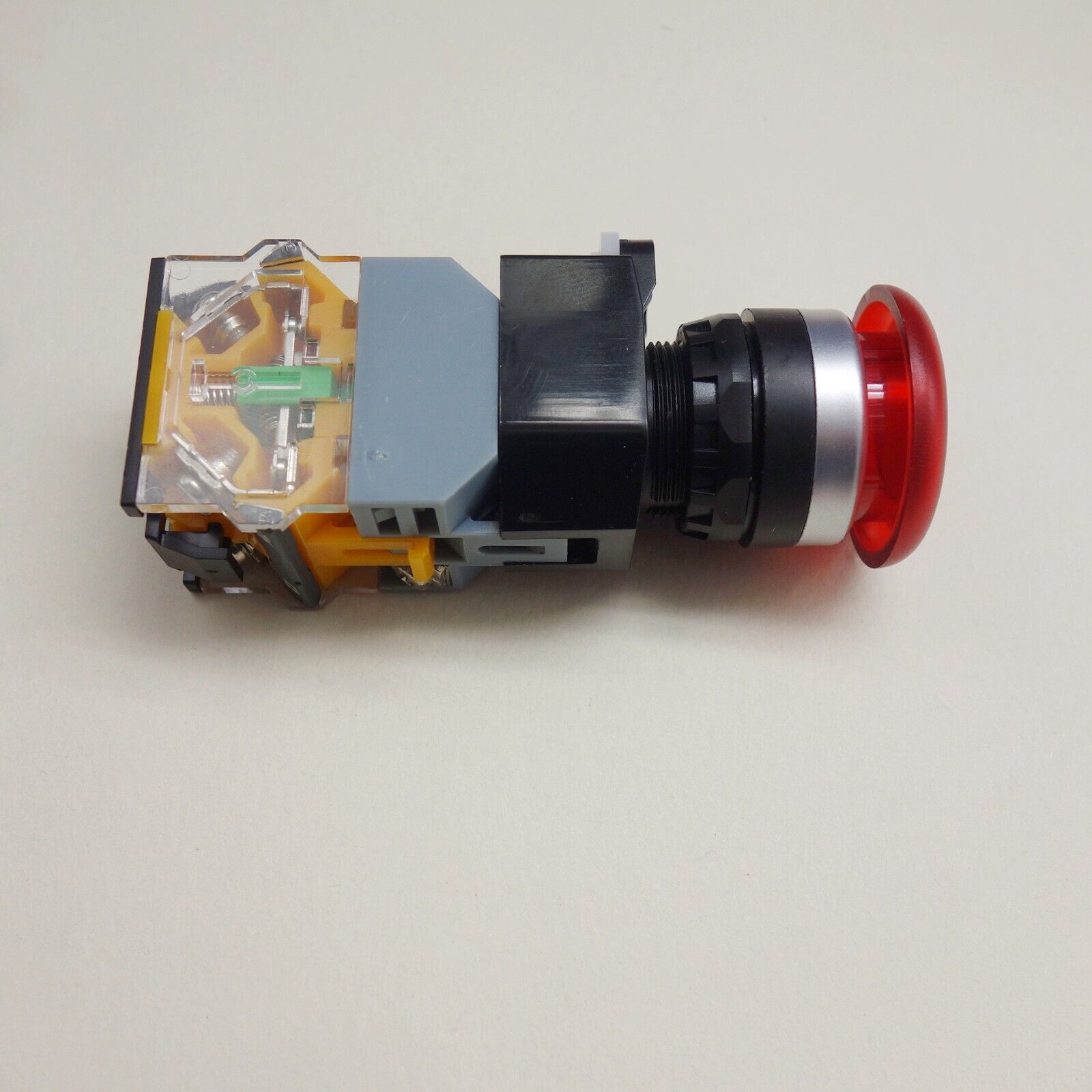 1pc 12V red Led Illuminated mushroom pushbutton Momentary 1NO/1NC Plastic LA38