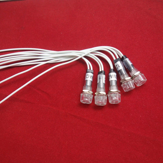 5Pcs 120V AC 10mm White Mini LED Pilot Lights CYLINDRICAL Cap with wire