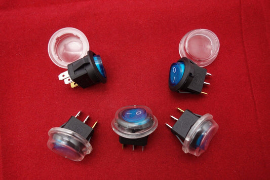 5Pcs ROUND Blue 120V Illuminated 2 Position Boat Rocker Switch Waterproof booted
