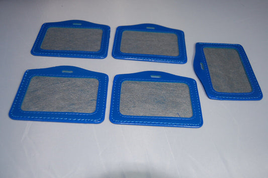  5 Pcs Horizontal Style Name Tag ID Badge Card Holders Blue Clear High quality 
