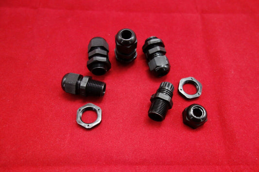 10PCS PG9 Lenghthened Cable Connector Gland FOR 4-8mm Cable BLACK NYLON 66 94V-2