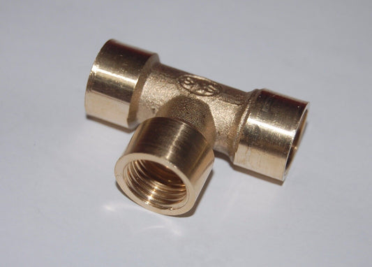 2PCS Brass 3 WAY EQUAL TEE FEMALE THREAD PT 1/4" PIPE CONNECTOR High Quality