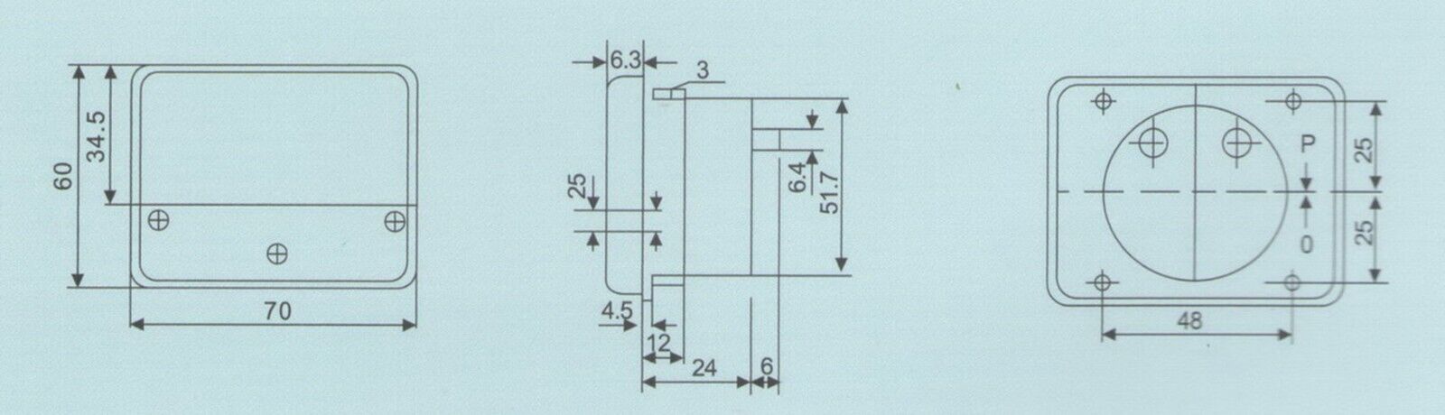 DC Minus Zero Plus -75V-+75V DH670 60*70mm Analog Voltage Analogue Panel meter
