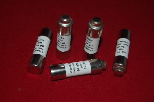 5Pcs ATQR 500V 10A 10 x 38mm Ceramic Cylindrical Fuse Link gG RO15T Time delay