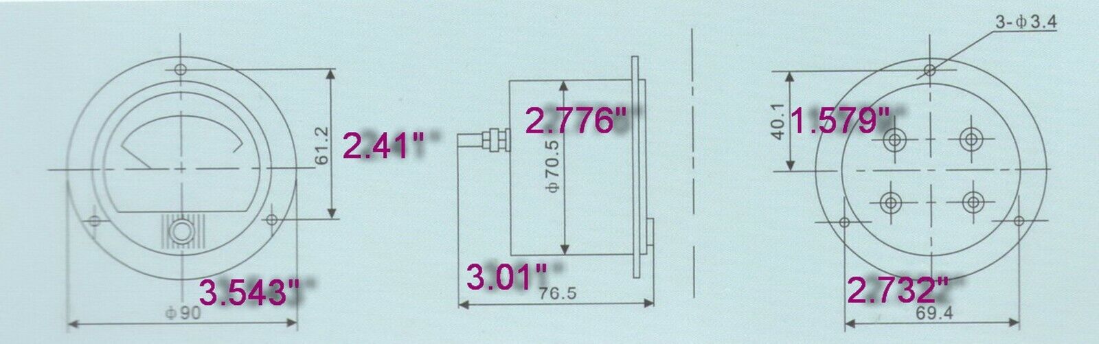 DC 0-50uA Round Analog Ammeter Panel AMP Current Meter Dia. 90mm Direct Connect