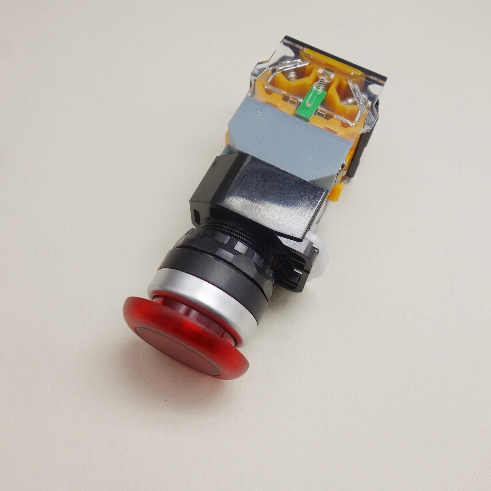 1pc 110V red Led Illuminated mushroom pushbutton Momentary 1NO/1NC Plastic LA38
