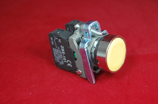 1PC 22MM Metal PUSHBUTTON SWITCH FITS XB4BA55 YELLOW 1NC/1NO