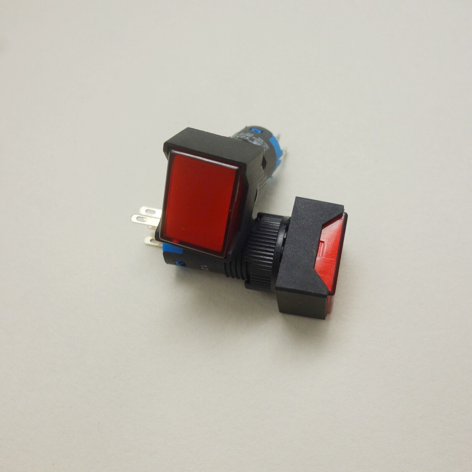 2PCS 12MM RED LED ILLUMINATED Rectangular Latching PUSH BUTTON 2NO/2NC 2POLES 8P