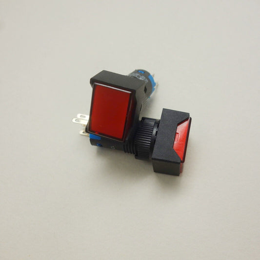2PCS 12MM RED LED ILLUMINATED Rectangular Latching PUSH BUTTON 2NO/2NC 2POLES 8P