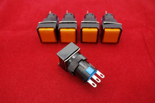 5PCS 16MM Yellow Square Momentary Spring return PUSH BUTTON 3 Pins LA39-E11F/Y