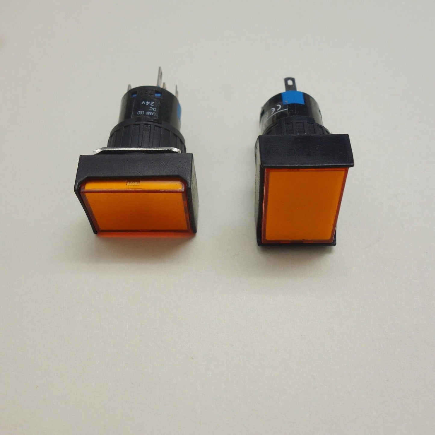 2PCS 16MM Retangular Yellow LED ILLUMINATED Momentary PUSH BUTTON 2NO/2NC 2POLES