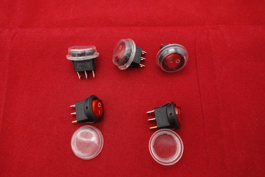 5Pcs 24V Red Illuminated Round 2 Position Rocker Switch with Waterproof Boot