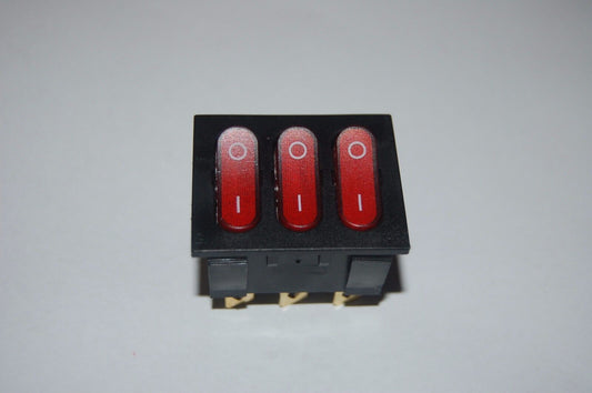 2Pcs Red Light Illuminated 3 in 1 Rocker boat Switch 2 Postion 9 Pin 220V AC
