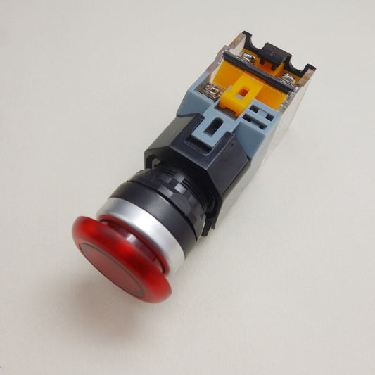 1pc 220V red Led Illuminated mushroom pushbutton Maintained Latching Plastic