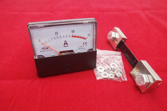 1PC DC 0-75A Analog Ammeter Panel AMP Current Meter 60*70MM with 75mV Shunt