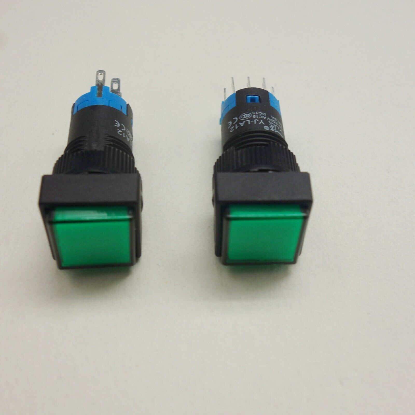 2PCS 12MM Green LED ILLUMINATED Square Momentary PUSH BUTTON 2NO/2NC 2POLES 8P