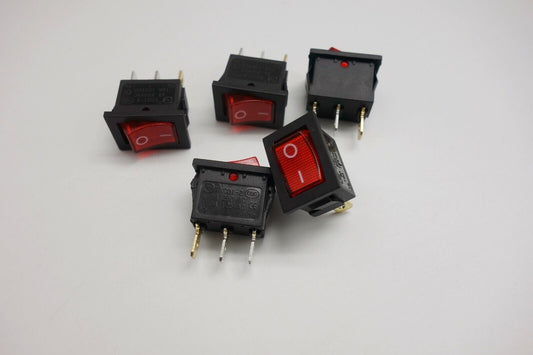 5Pcs RED Light Illuminated rectangle 2 Position Rocker Switch 3 Pin 110V KCD1